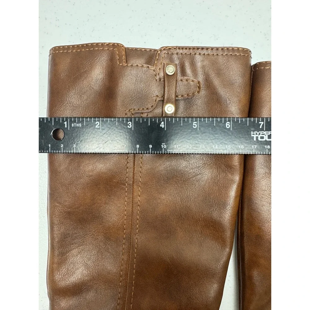 Dr Scholls Brilliance Boots Women 6M Brown Knee High Riding Side Zip Block Heel